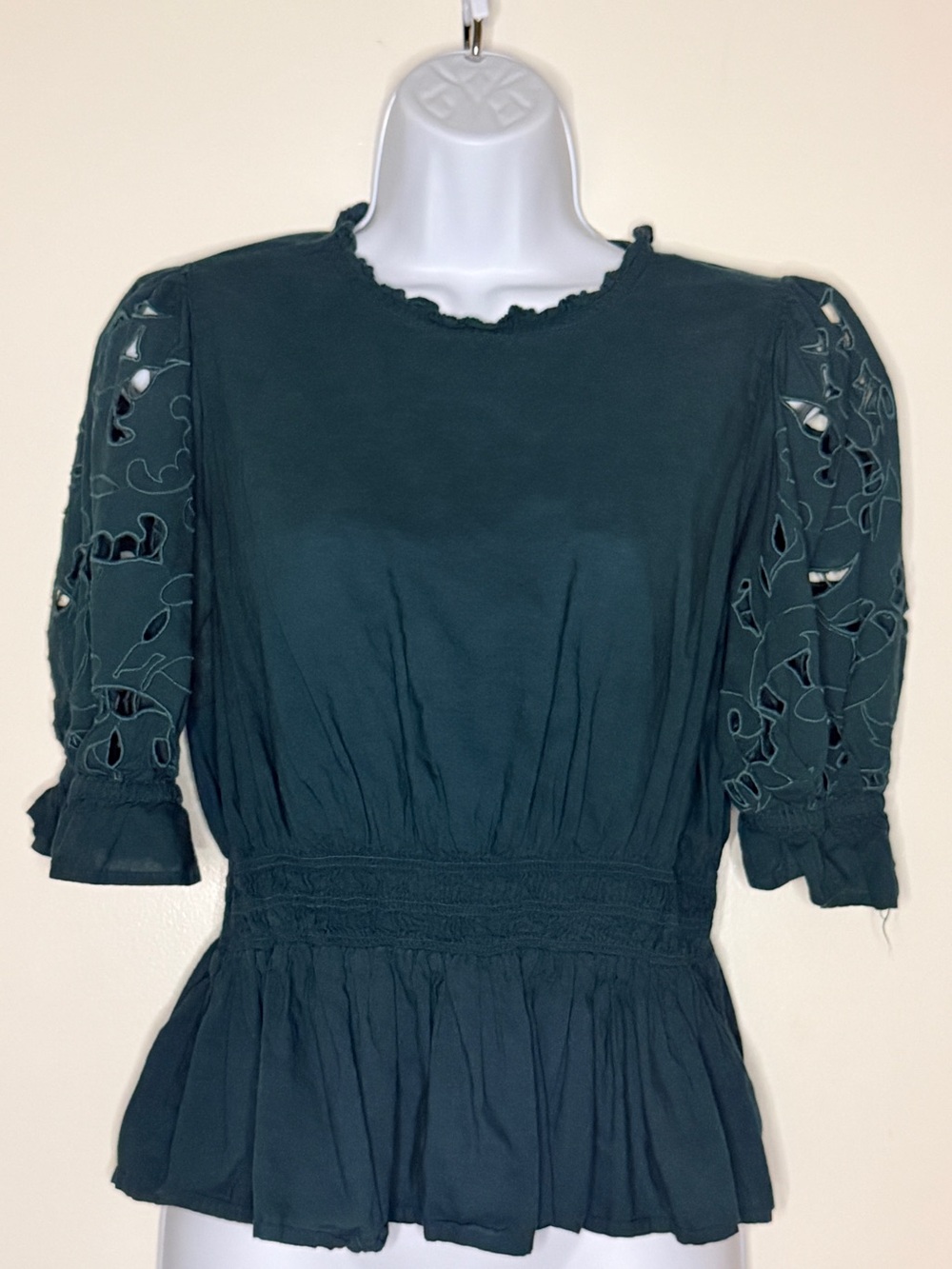 Universal Thread Puff Short-Sleeve Eyelet Peplum Top